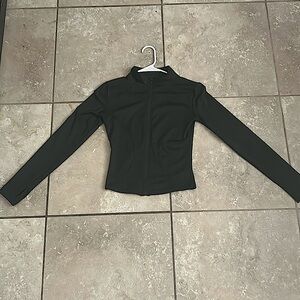 Women's Thumb Holes Solid Zip up Mock Neck Spring Sports Jacket.